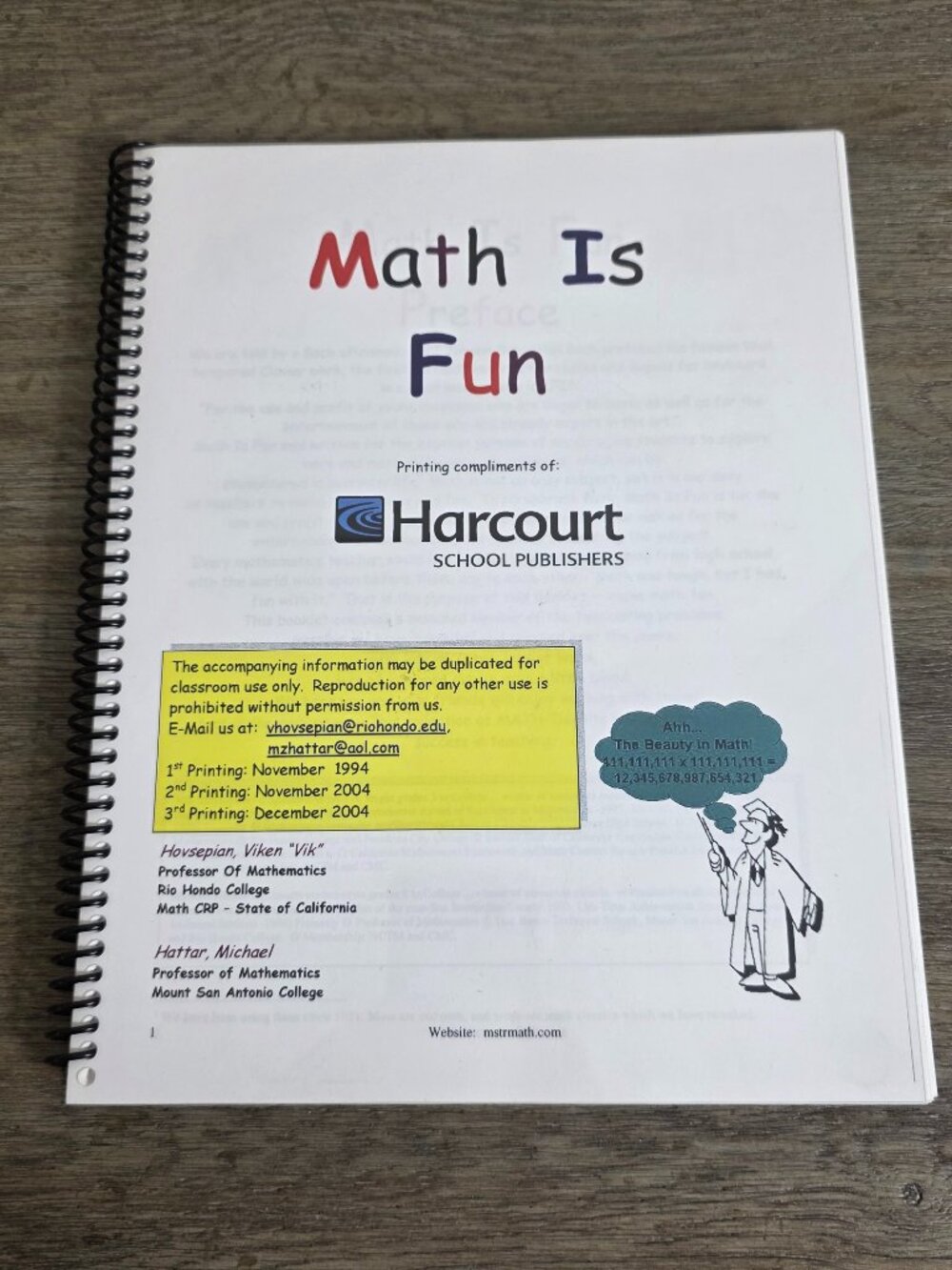 Math is Fun - Math Activities for the Classroom - Spiral Bound Book